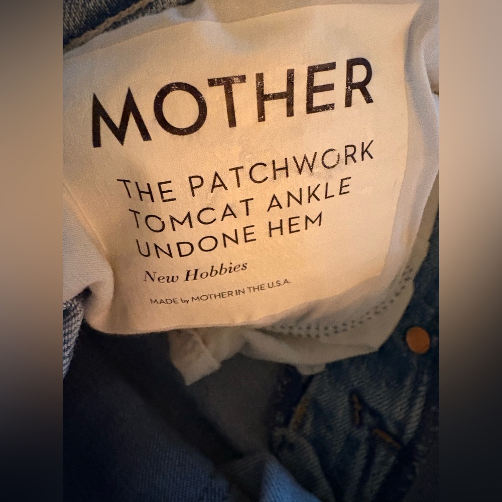 MOTHER + Carolyn Murphy The Patchwork Tomcat Ankle Undone Hem Jeans, size 30 - Picture 9 of 16